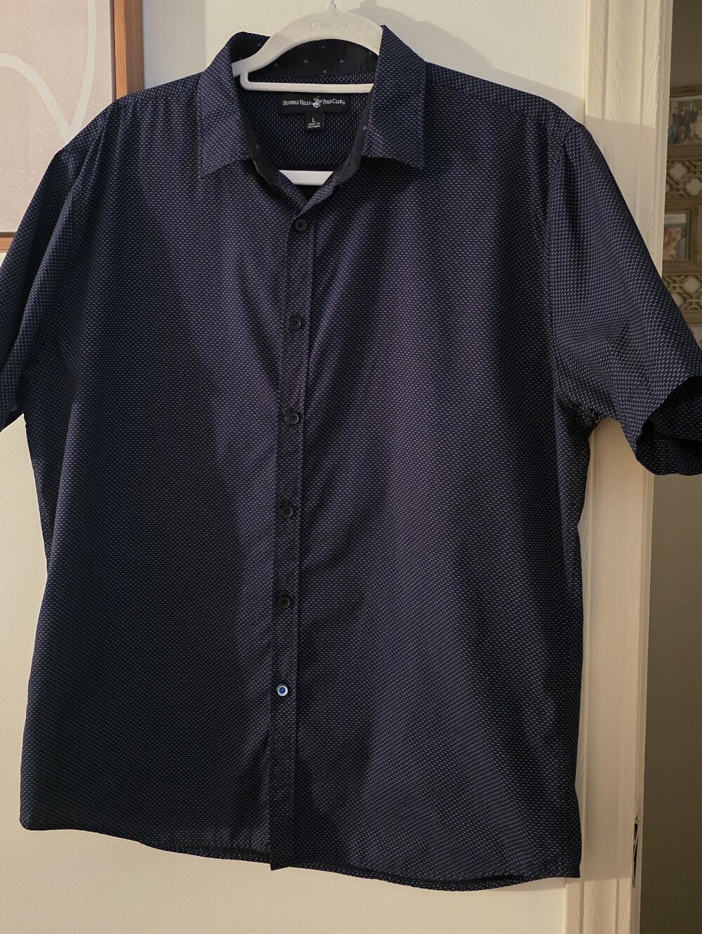 Polo Club Navy Microdot Short-Sleeve Button-Down Shirt
